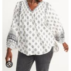 Gap Old Navy Long Sleeve Poet Swing Blouse L/Tall Boho Beach Peasant Prairie Y2K